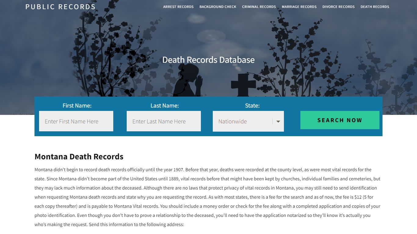 Montana Death Records | Enter Name and Search. 14Days Free - Public Records